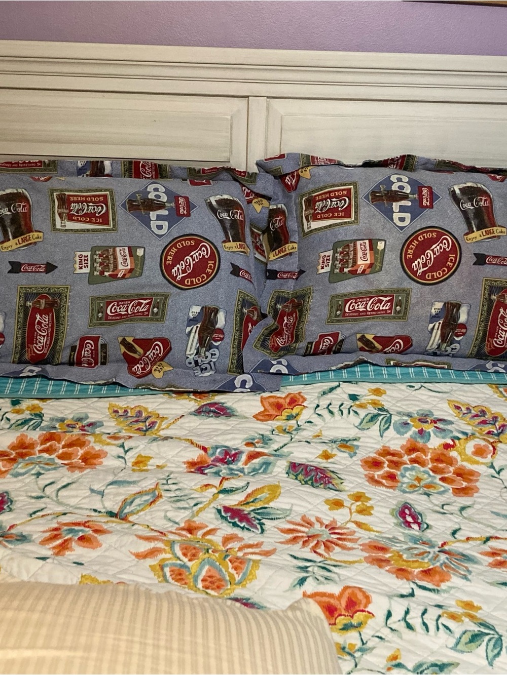 Coca Cola Red and Blue Vintage Logo Pillowcases - Set of 2